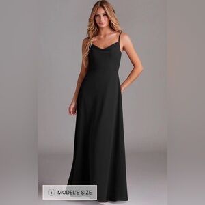 Azazie Women’s Size A4 Black A-line Cowl Chiffon Dress